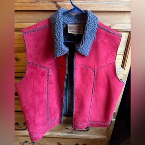 Red faux leather vest. Women size L